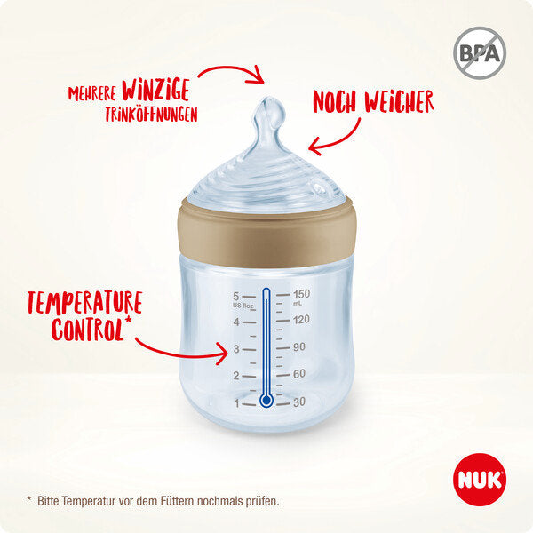 NUK First Choice+ Nappflaska Anti-Kolik 150 ml, Brun