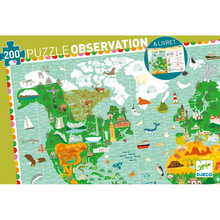 Djeco Observationspussel Around The World 200 pcs Booklet - FSC MIX