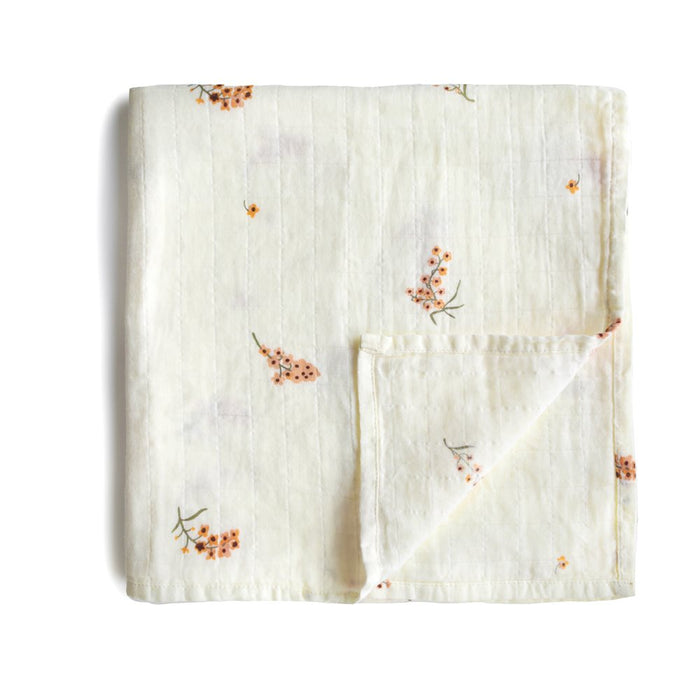 Mushie Tunn Babyfilt Swaddle Flowers