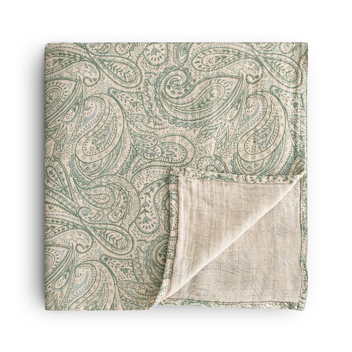 Mushie Tunn Babyfilt Swaddle Green Paisley