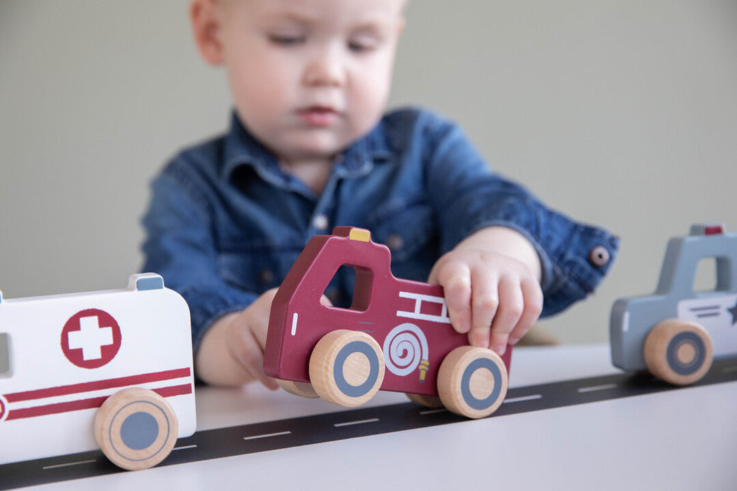 Little Dutch Utryckningsfordon Polis Brandbil Ambulans Trä