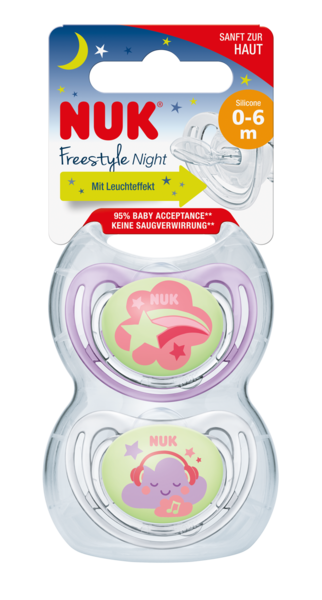 NUK Freestyle 0-6 Månader Night & Day Napp Silikon Lilac