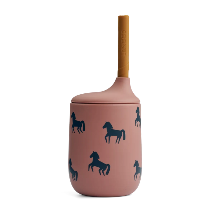 Liewood Ellis Sippy Cup Med Sugrör Horses/Dark Rosetta