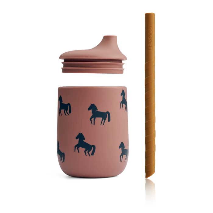 Liewood Ellis Sippy Cup Med Sugrör Horses/Dark Rosetta