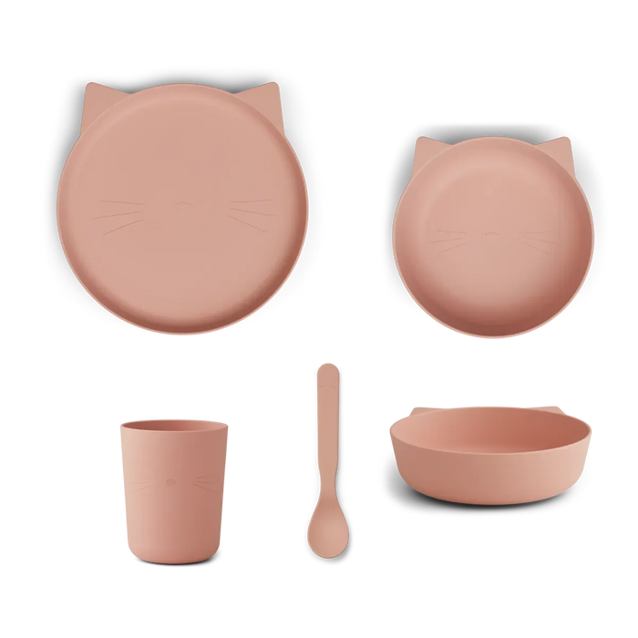 Liewood Paul Matset Barnservis Cat Rose Blush