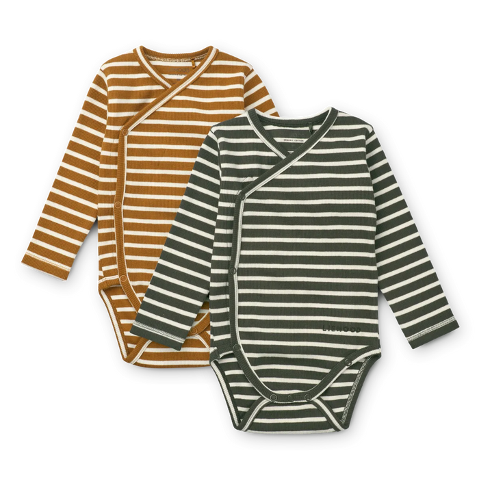 Liewood Hali Långärmad Body 2-Pack Y/D Stripe: Hunter green multi mix