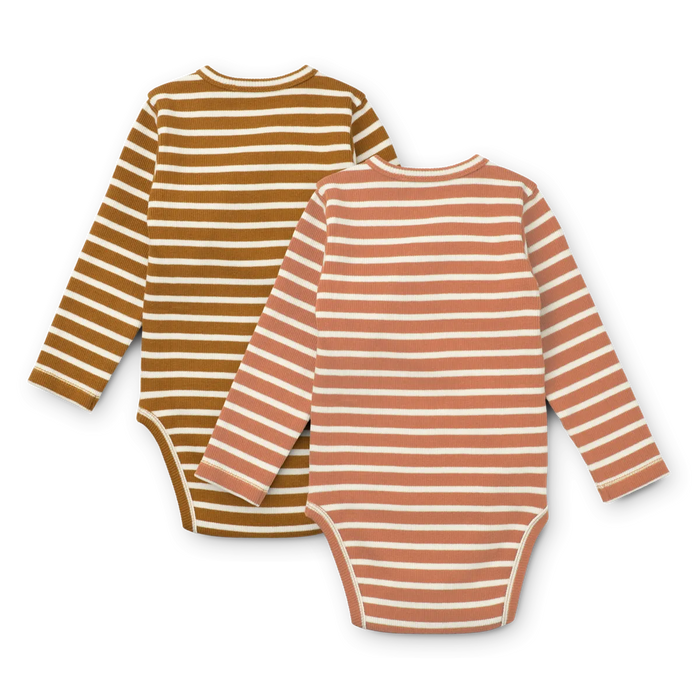 Liewood Hali Långärmad Body 2-Pack Y/D Stripe: Tuscany rose multi mix