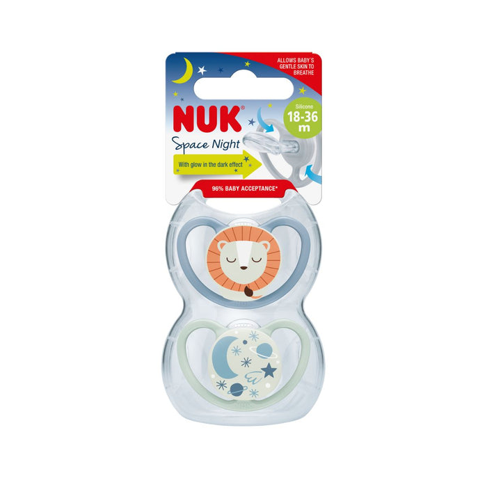 NUK Space Night Napp 2-Pack Blå 18-36m