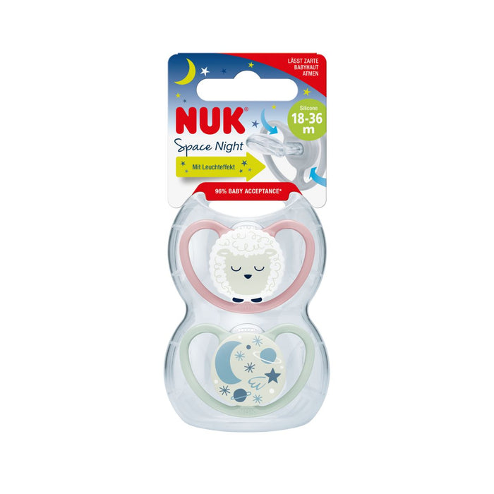 NUK Space Night Napp 2-Pack Rosa 18-36m